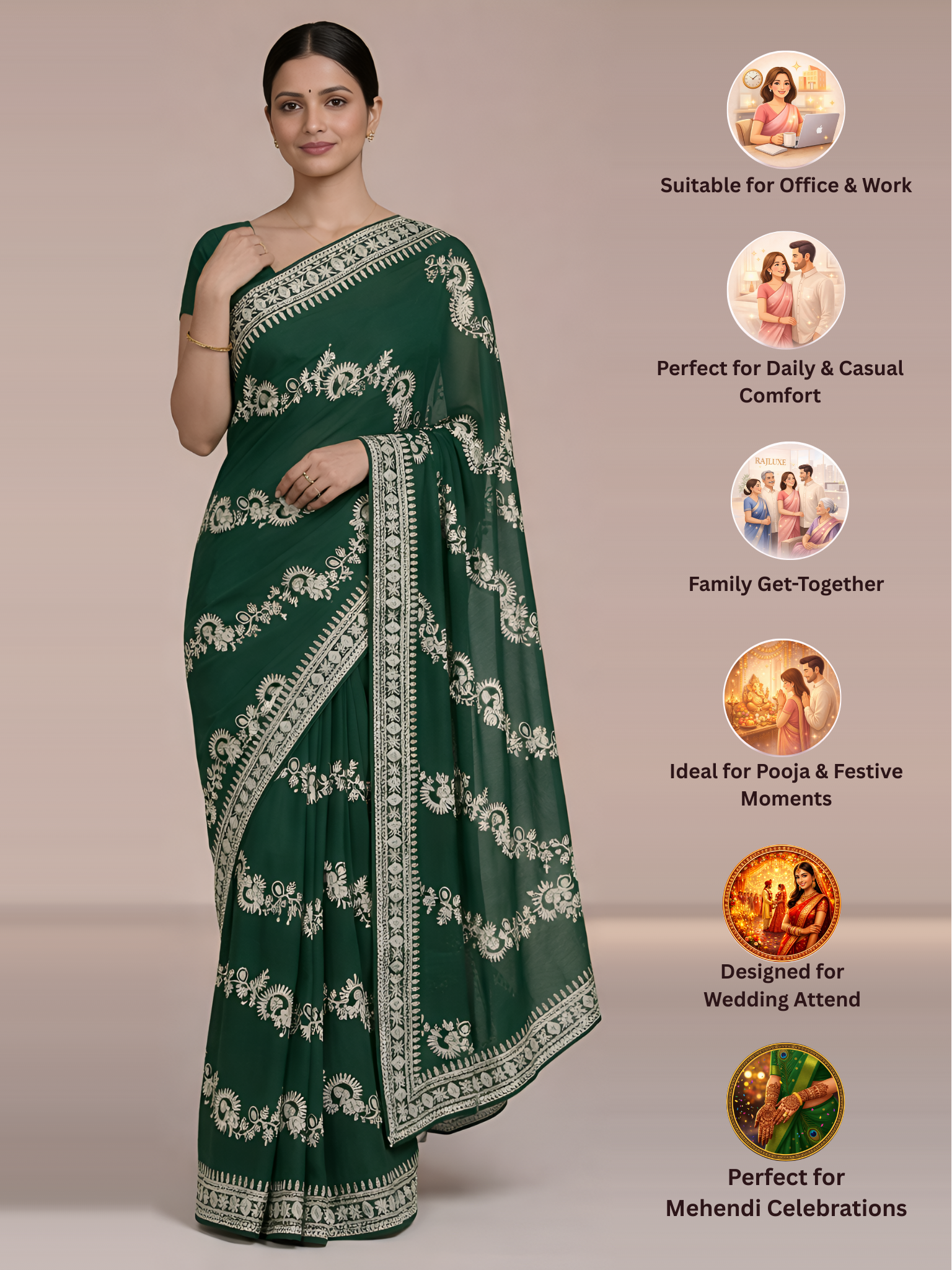 RAjLUXE Wedding Mehandi Saree